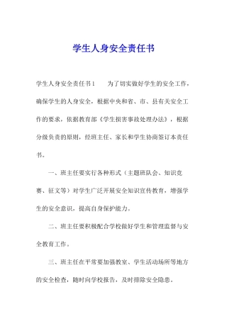 学生人身安全责任书