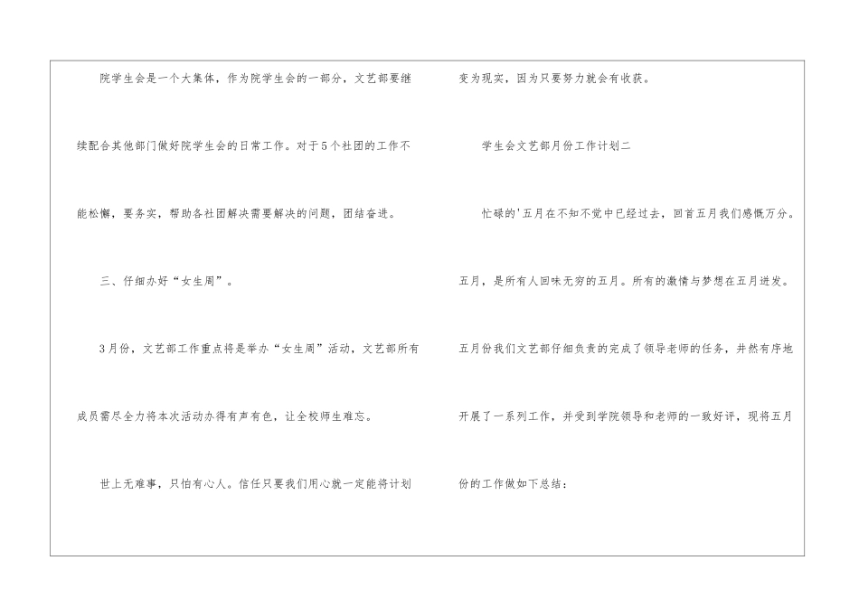 学生会文艺部月度工作计划_第2页