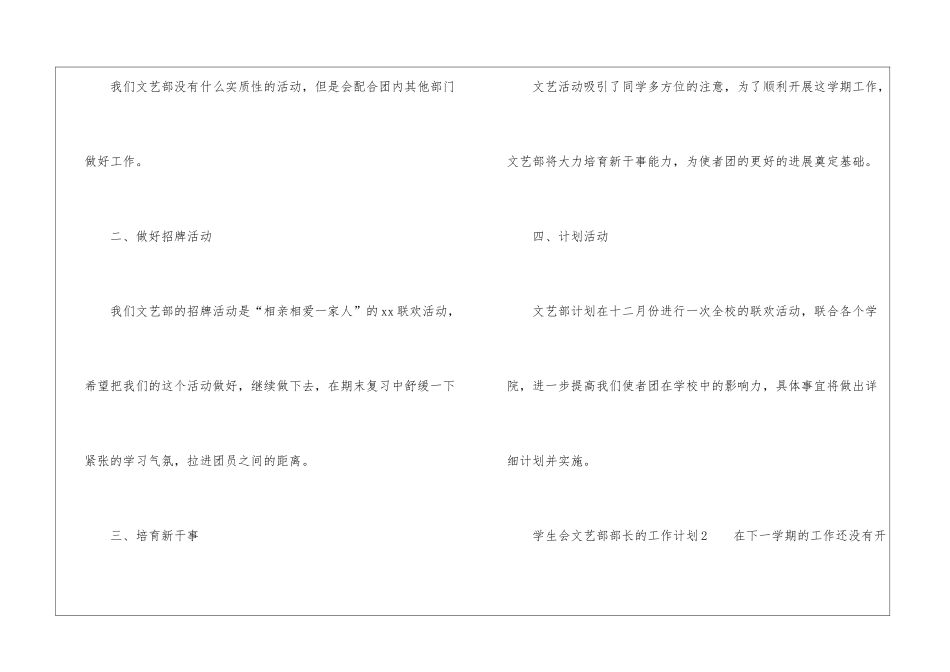 学生会文艺部部长的工作计划_第2页