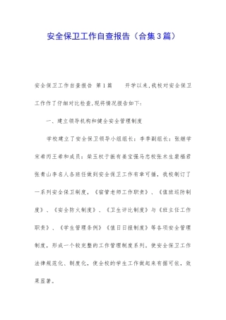 安全保卫工作自查报告