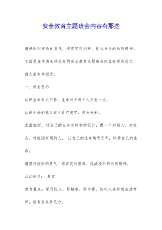 安全教育主题班会内容有那些-
