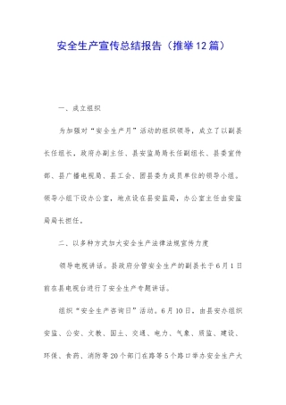 安全生产宣传总结报告