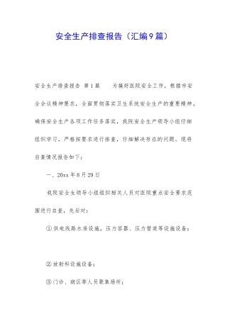 安全生产排查报告