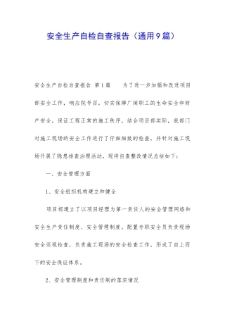 安全生产自检自查报告