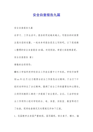 安全自查报告九篇-