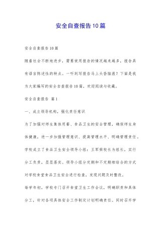 安全自查报告10篇-