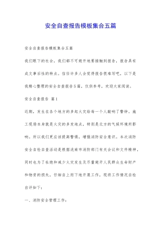 安全自查报告模板集合五篇-