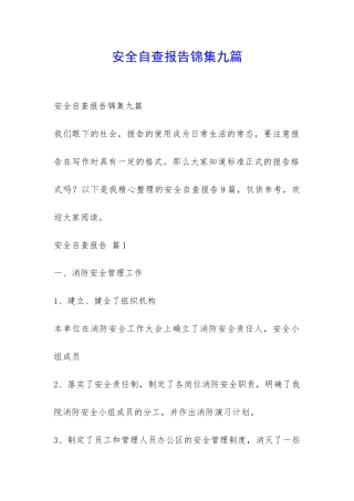 安全自查报告锦集九篇-