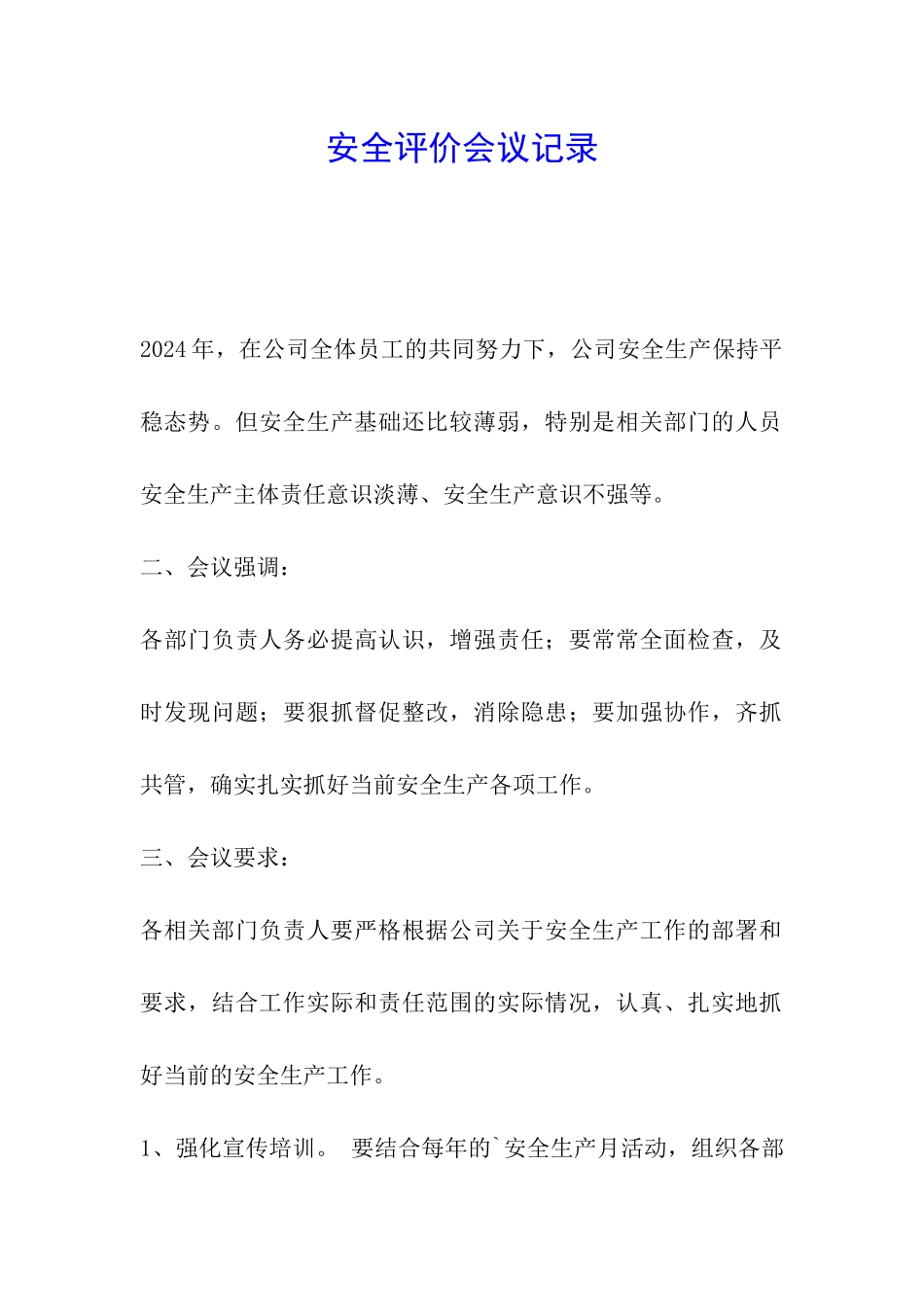 安全评价会议记录_第1页