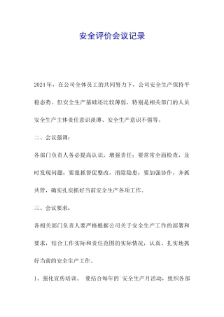 安全评价会议记录
