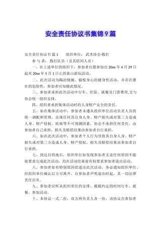 安全责任协议书集锦9篇