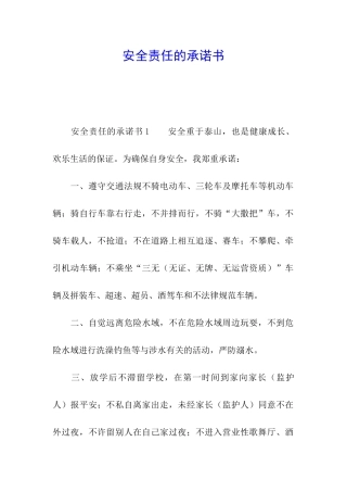 安全责任的承诺书