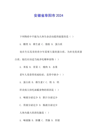 安徽省阜阳市2024