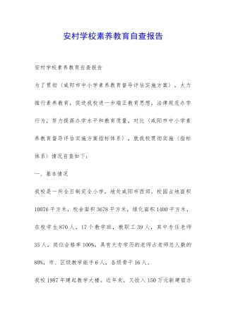 安村学校素质教育自查报告-