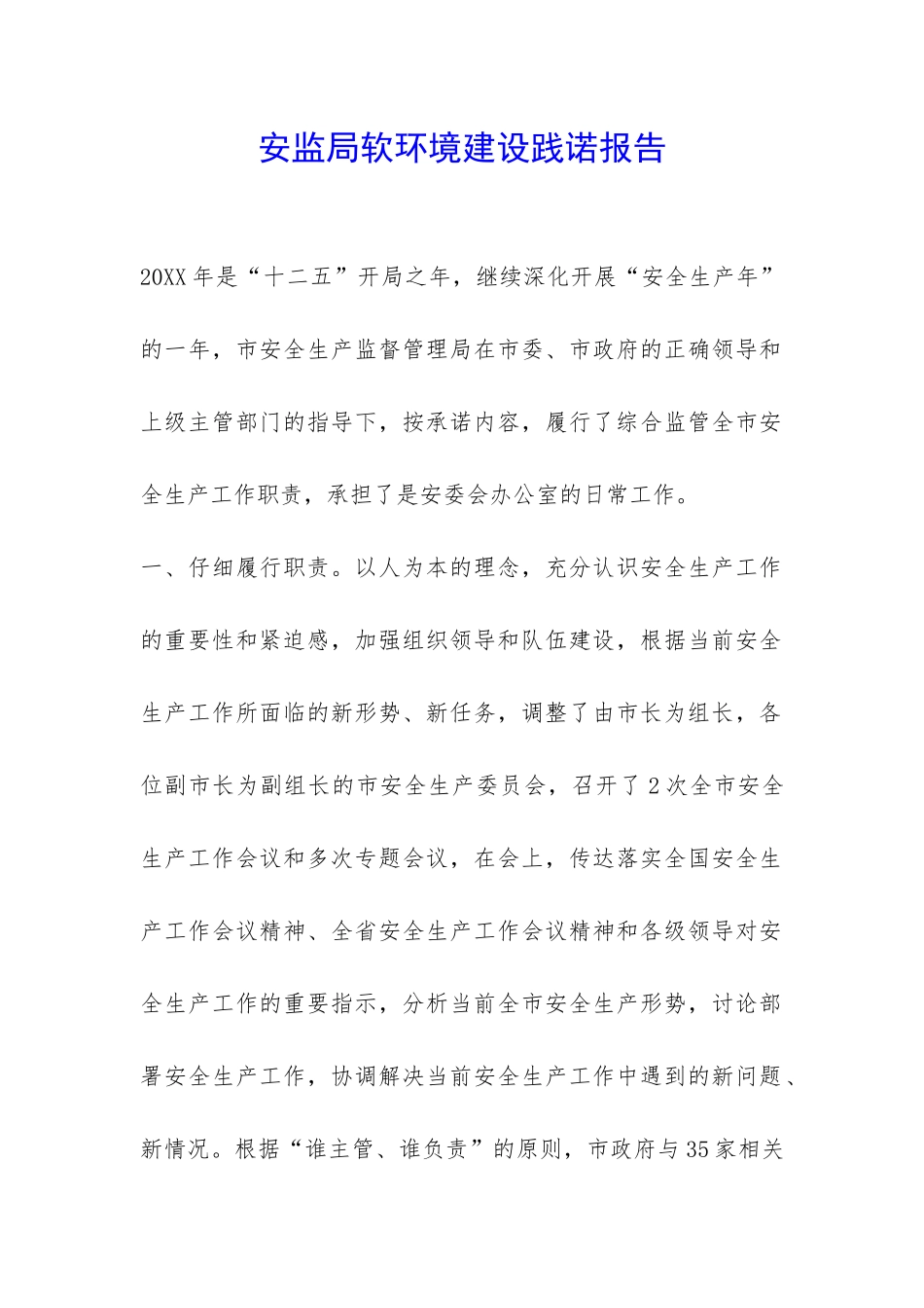 安监局软环境建设践诺报告-_第1页