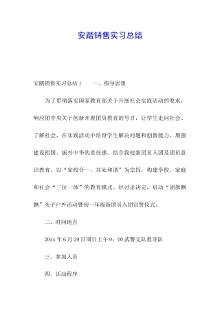 安踏销售实习总结
