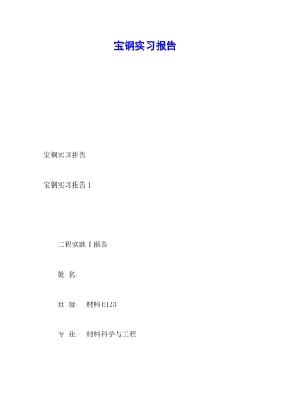 宝钢实习报告