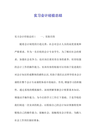 实习会计经验总结