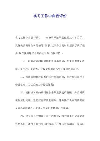 实习工作中自我评价