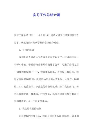 实习工作总结六篇