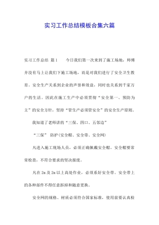 实习工作总结模板合集六篇