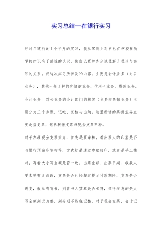 实习总结—在银行实习-