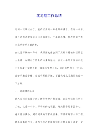 实习期工作总结-