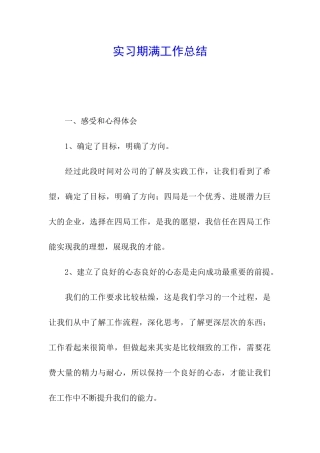 实习期满工作总结