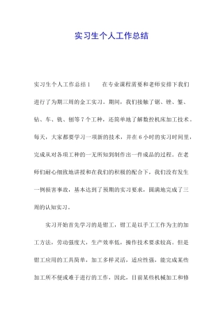实习生个人工作总结