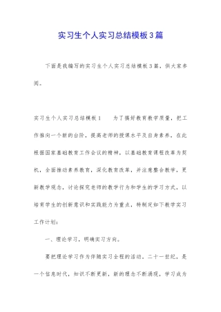 实习生个人实习总结模板3篇