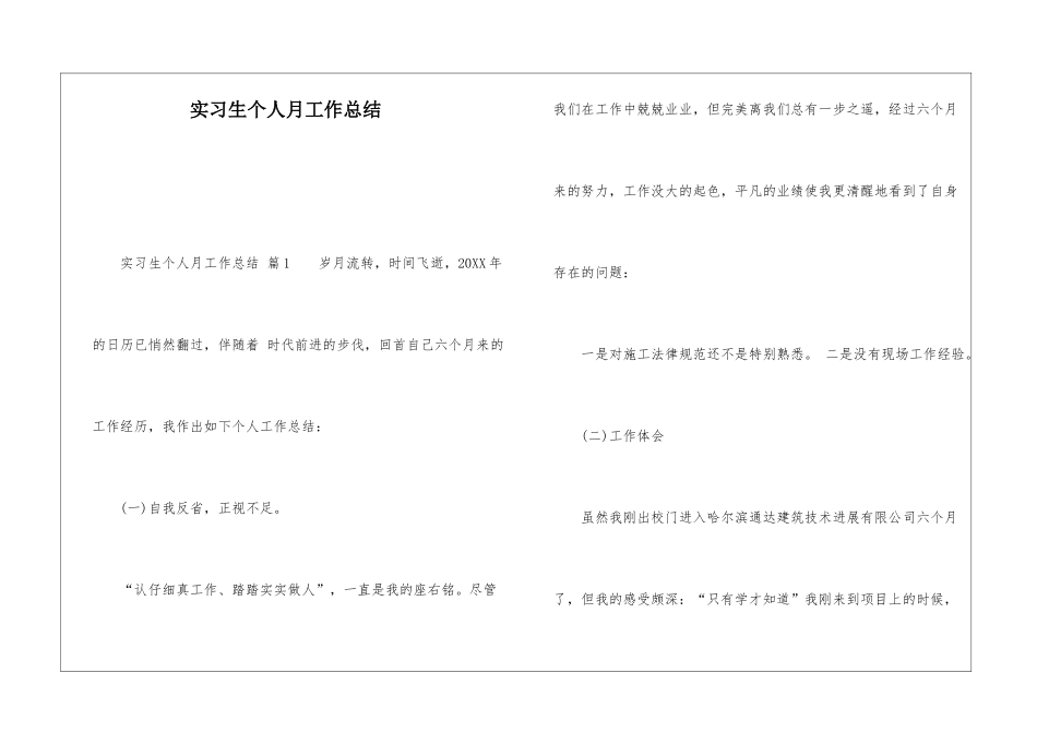 实习生个人月工作总结_第1页