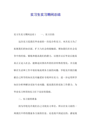 实习生实习期间总结