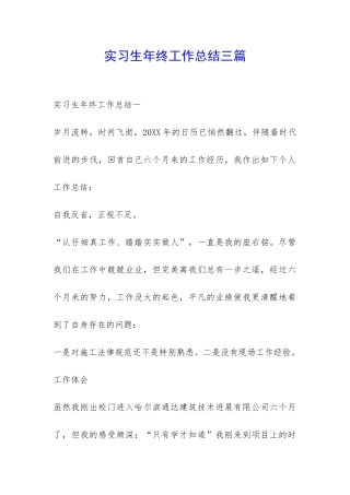 实习生年终工作总结三篇-