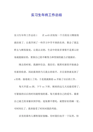 实习生年终工作总结