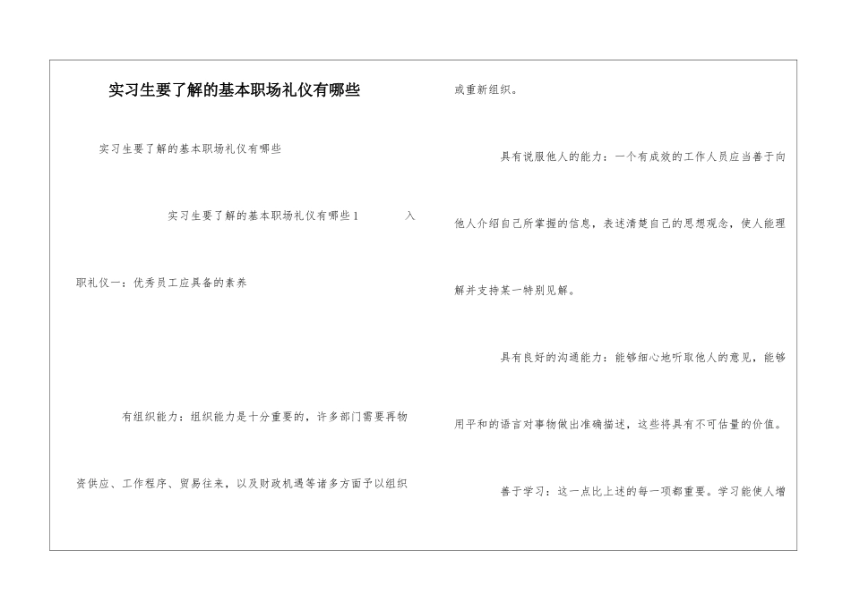 实习生要了解的基本职场礼仪有哪些_第1页