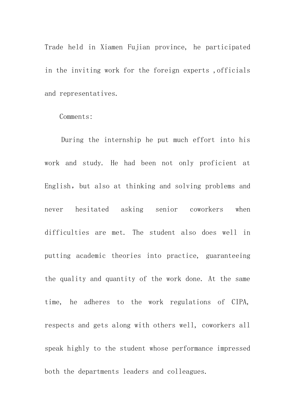 实习英文推荐信_第2页