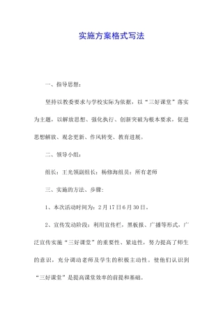 实施方案格式写法