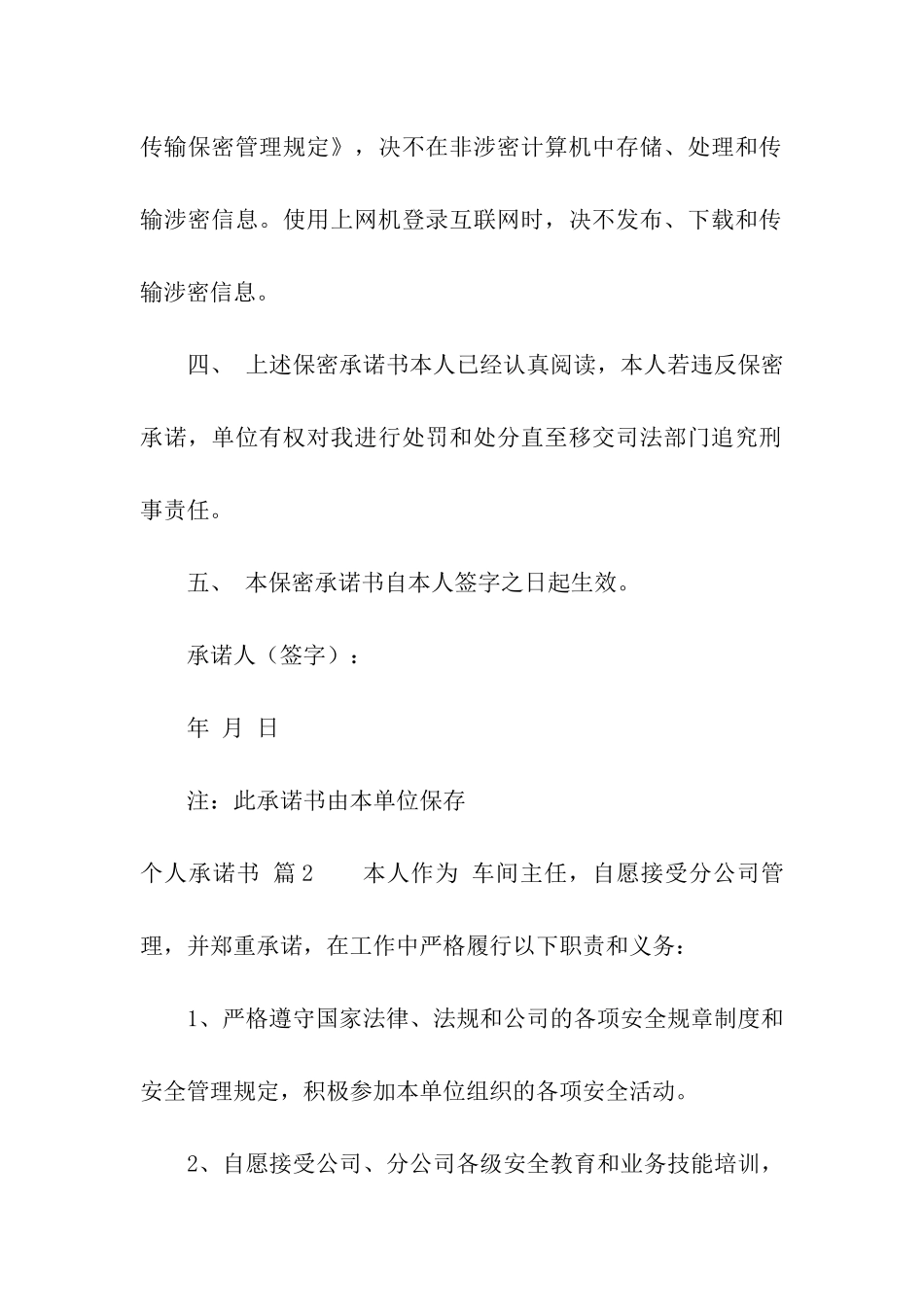 实用的个人承诺书3篇_第2页