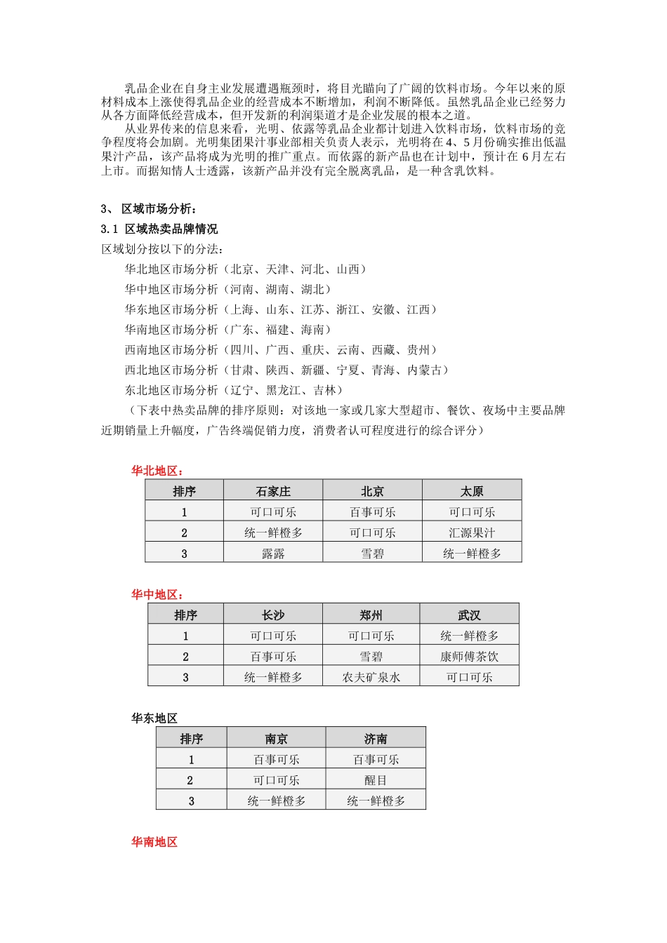 饮料行业市场分析报告（4月）（DOC 8页）_第2页