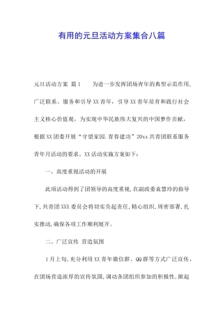 实用的元旦活动方案集合八篇