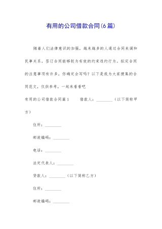 实用的公司借款合同