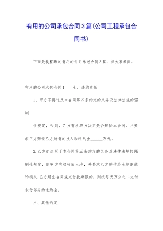实用的公司承包合同3篇