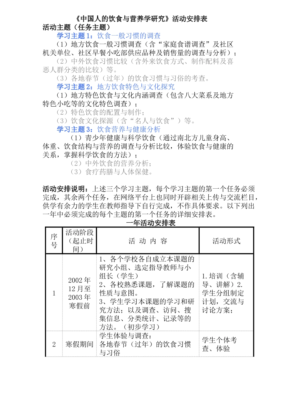 饮食与营养学研究及活动安排表_第1页