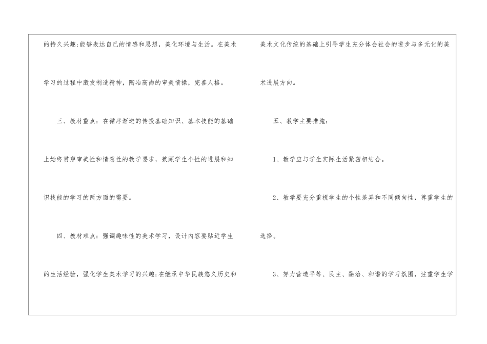 实用的四年级下册美术教学工作计划四篇_第3页