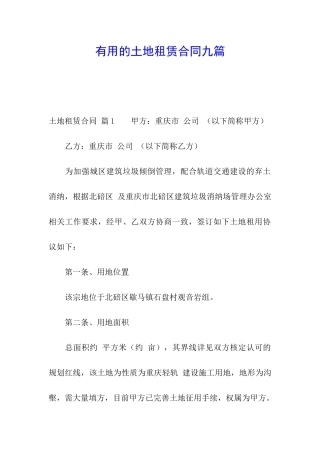实用的土地租赁合同九篇