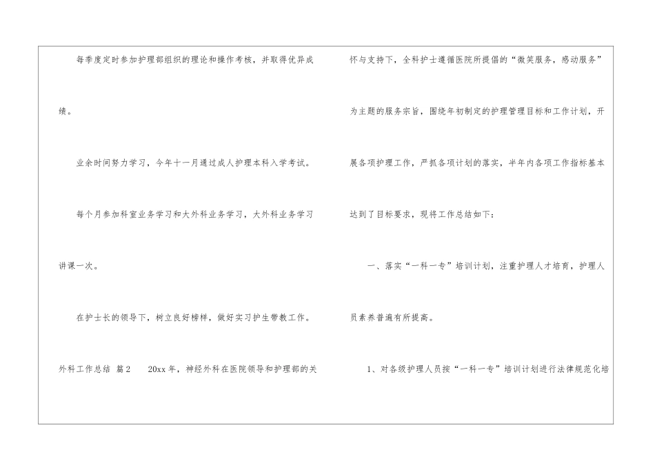 实用的外科工作总结模板集合六篇_第2页
