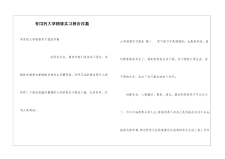 实用的大学销售实习报告四篇