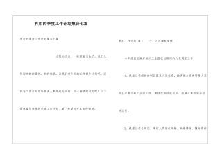 实用的季度工作计划集合七篇