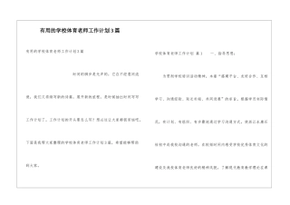 实用的学校体育教师工作计划3篇