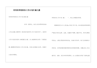 实用的学校财务工作计划汇编九篇